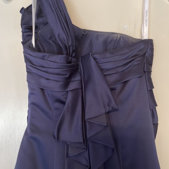 Navy A-line one shoulder gown from David’s Bridal. Size 2. - Picture 5 of 6